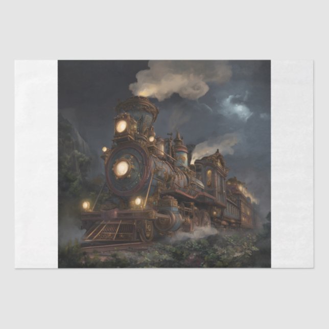 Steampunk Train Tissue Paper (Front)