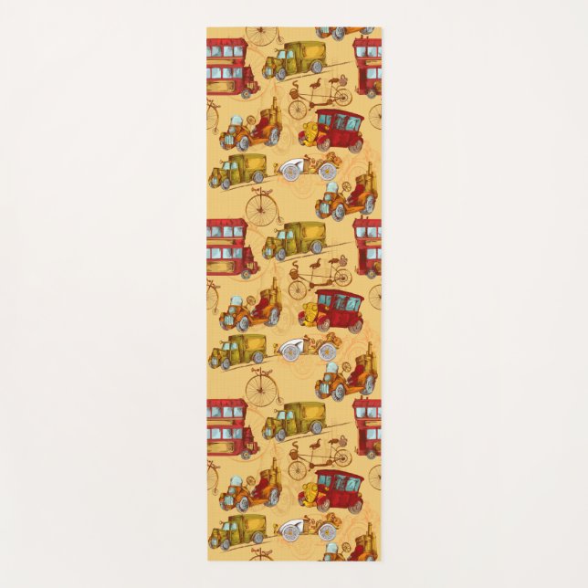 Steampunk transportation pattern yoga mat (Front)