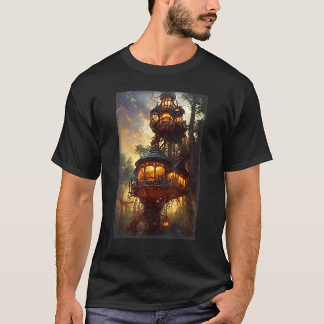 Steampunk Treehouse In A Forest T-Shirt (Front)