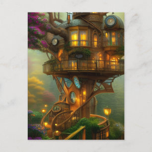 Steampunk Treehouse Observatory  Postcard