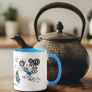 steampunk Tribal Blue Butterflies Mug