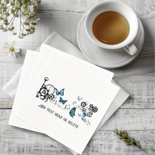 Steampunk Tribal Blue Butterflies Napkin
