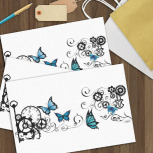 Steampunk Tribal Blue Butterflies Tissue Paper