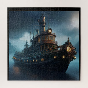 Steampunk Tugboat On A Cloudy Day Mousepad Jigsaw Puzzle