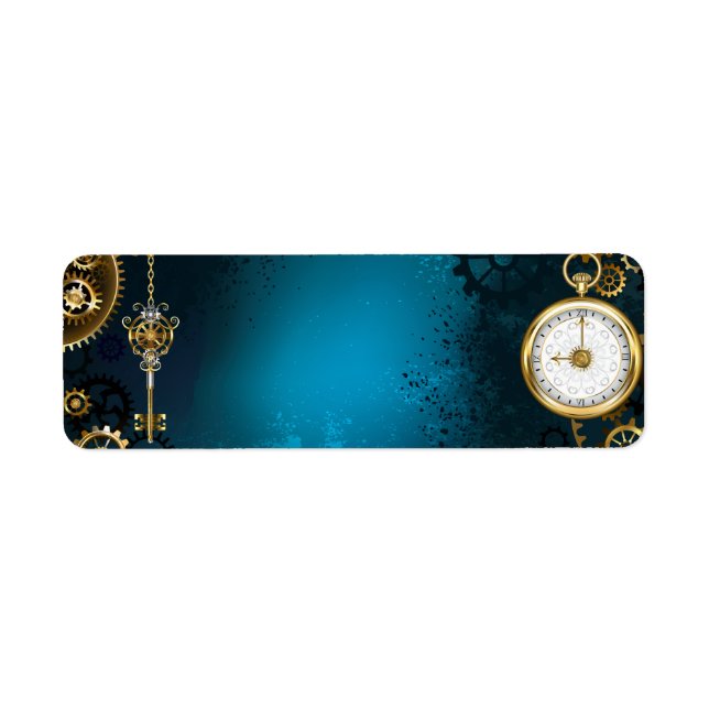 Steampunk turquoise Background with Gears (Front)