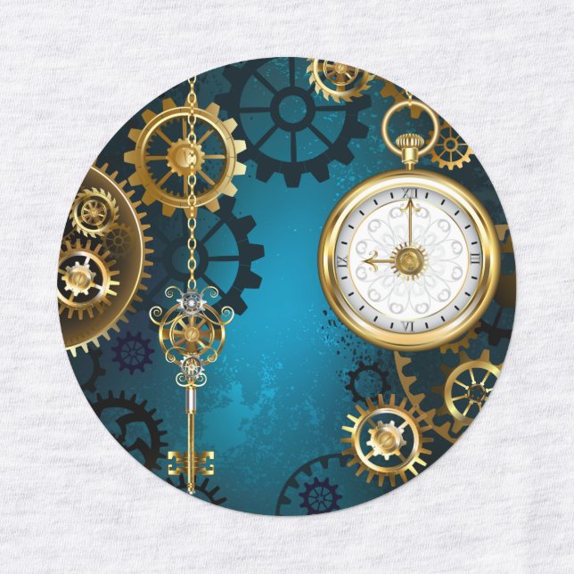 Steampunk turquoise Background with Gears (Design 1)