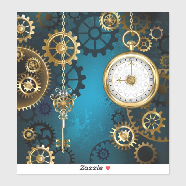 Steampunk turquoise Background with Gears (Sheet)