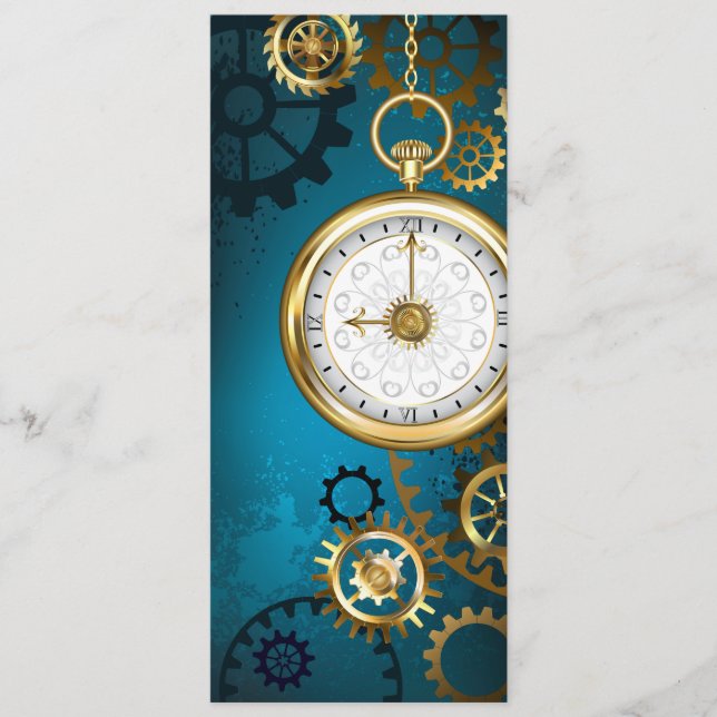 Steampunk turquoise Background with Gears Advice Card (Front)
