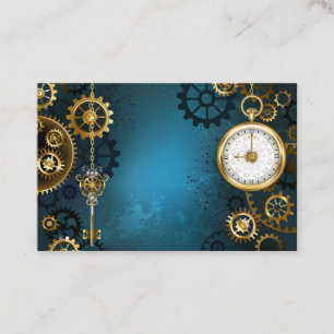 Steampunk turquoise Background with Gears Appointment Card
