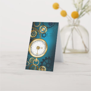 Steampunk turquoise Background with Gears Appointment Card