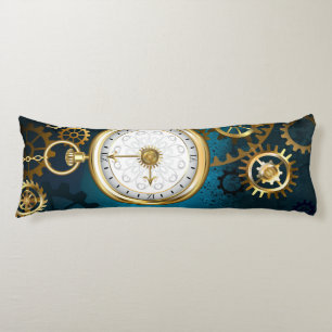 Steampunk turquoise Background with Gears Body Cushion