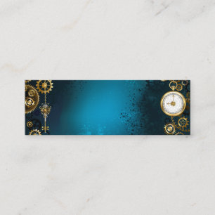 Steampunk turquoise Background with Gears Calling Card