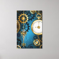 Steampunk turquoise Background with Gears