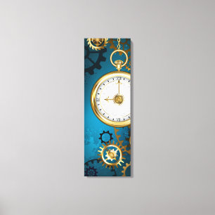 Steampunk turquoise Background with Gears Canvas Print