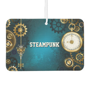 Steampunk turquoise Background with Gears Car Air Freshener