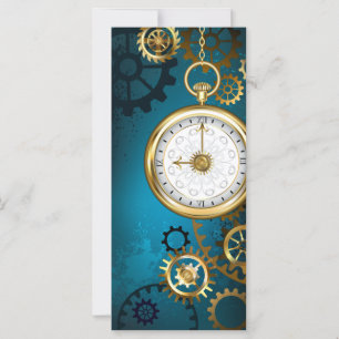Steampunk turquoise Background with Gears Card