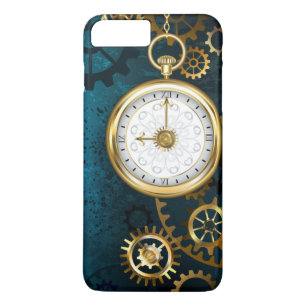 Steampunk turquoise Background with Gears iPhone 8 Plus/7 Plus Case