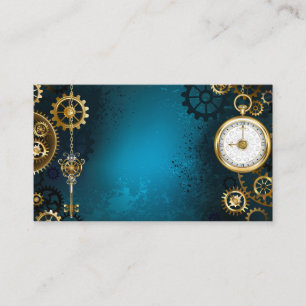 Steampunk turquoise Background with Gears Enclosure Card