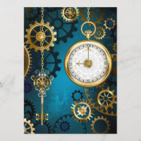 Steampunk turquoise Background with Gears