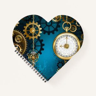 Steampunk turquoise Background with Gears Notebook