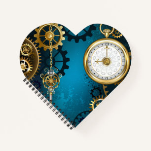 Steampunk turquoise Background with Gears Notebook