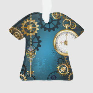 Steampunk turquoise Background with Gears Ornament