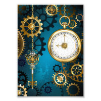 Steampunk turquoise Background with Gears