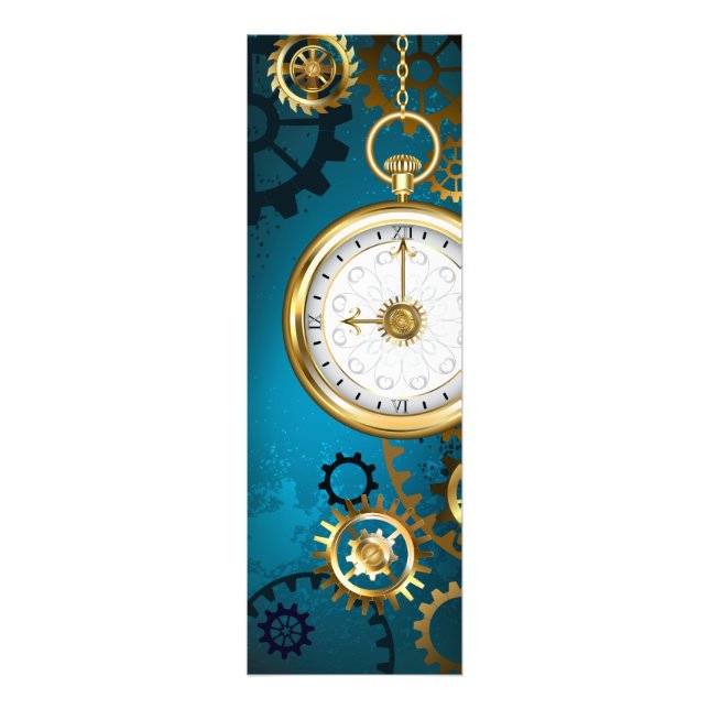 Steampunk turquoise Background with Gears Photo Print (Front)