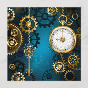 Steampunk turquoise Background with Gears Programme