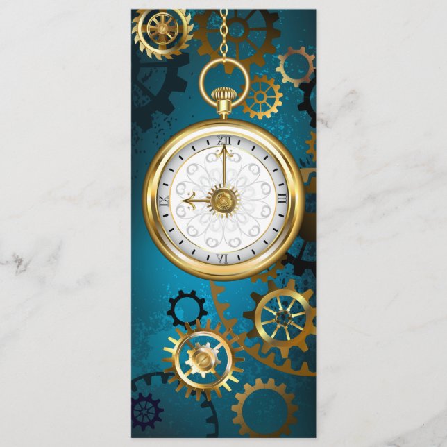 Steampunk turquoise Background with Gears Programme (Front)