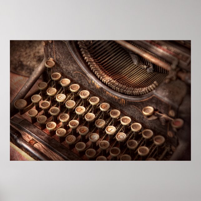 Steampunk - Typewriter - Too tuckered to type Poster (Front)