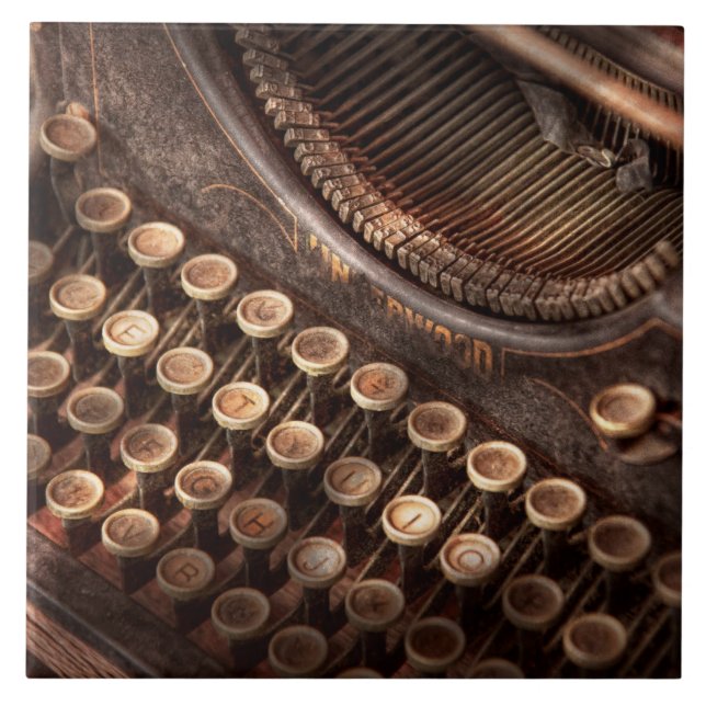 Steampunk - Typewriter - Too tuckered to type Tile (Front)