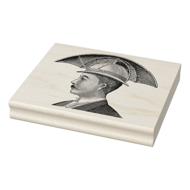 Steampunk Umbrella Hat Man Vintage Art Stamp (Stamp)