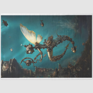 Steampunk Underwater Diver Teal Decoupage Tissue Paper