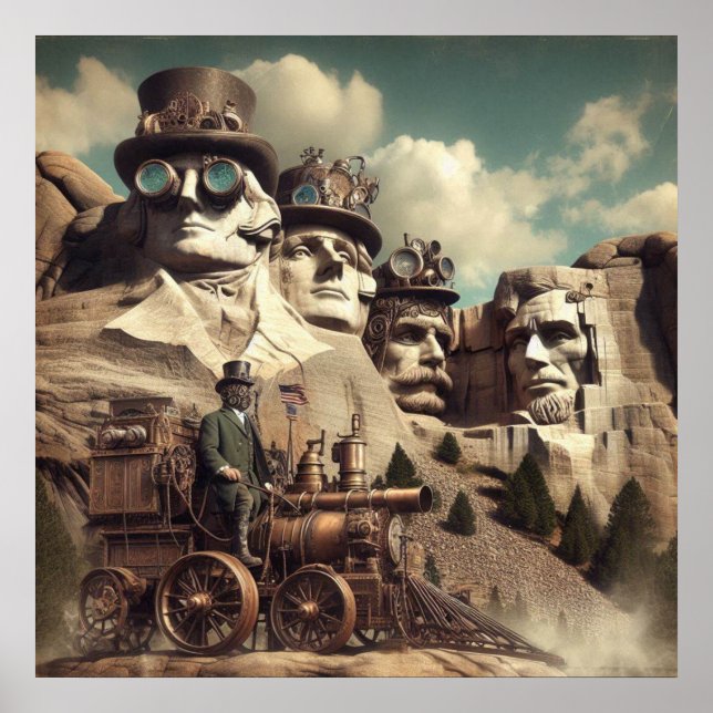 Steampunk US Monument Mount Rushmore SD Poster (Front)