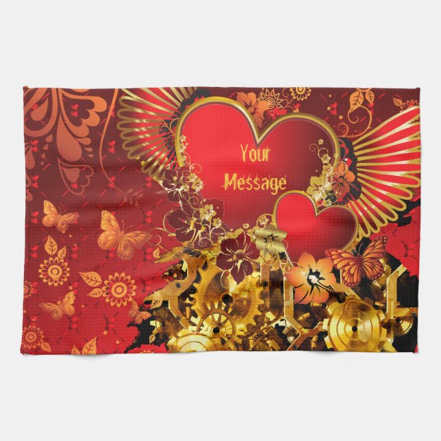 Steampunk Valentine 2 Kitchen Towel (Horizontal)