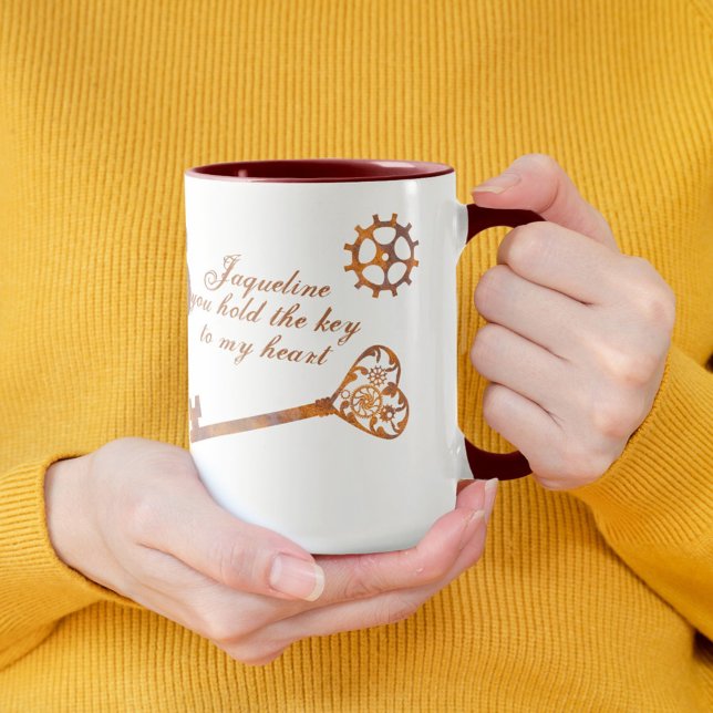 Steampunk Valentine Rusty Gears Heart Key and Lock Mug (Creator Uploaded)