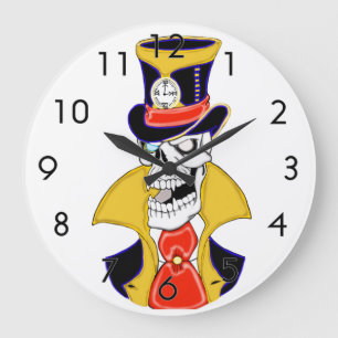 Steampunk Vampire Skull Large Clock