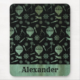 Steampunk Verdigris Bronze Balloons Custom Name Mouse Mat