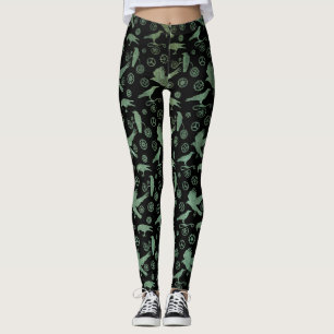 Steampunk Verdigris Bronze Crows and Gears Leggings