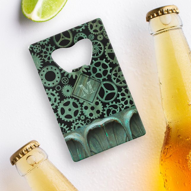 Steampunk Verdigris Bronze Gears Custom Monogram (Creator Uploaded)