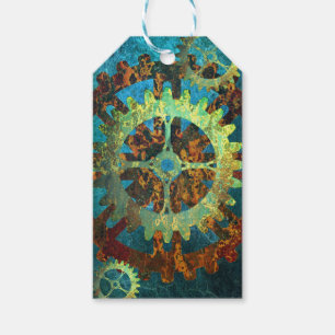Steampunk Verdigris Rusty Cogwheel Gift Tags