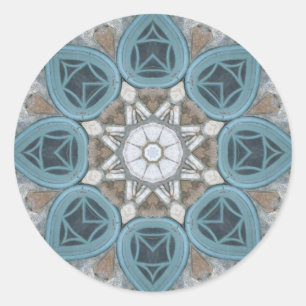 Steampunk Verdigris Window Mandala Classic Round Sticker