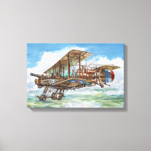 Steampunk Vickers Biplane Flying Machine Canvas Print
