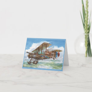 Steampunk Vickers Biplane Flying Machine Thank You Card