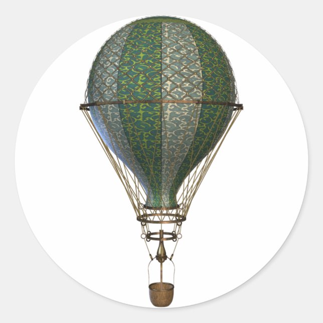 Steampunk Victorian Balloon Classic Round Sticker (Front)