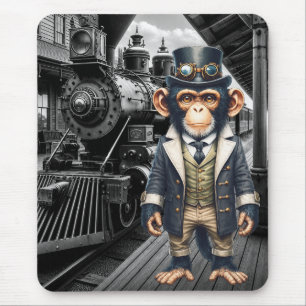 Steampunk Victorian Chimpanzee World Traveller Mouse Mat