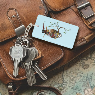 Steampunk Victorian Dapper Owl Top Hat Vintage  Key Ring