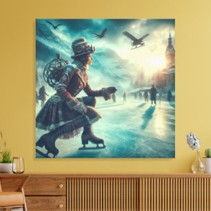 Steampunk Victorian Fantasy Winter Messenger Canvas Print