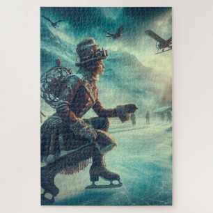 Steampunk Victorian Fantasy Winter Messenger Jigsaw Puzzle